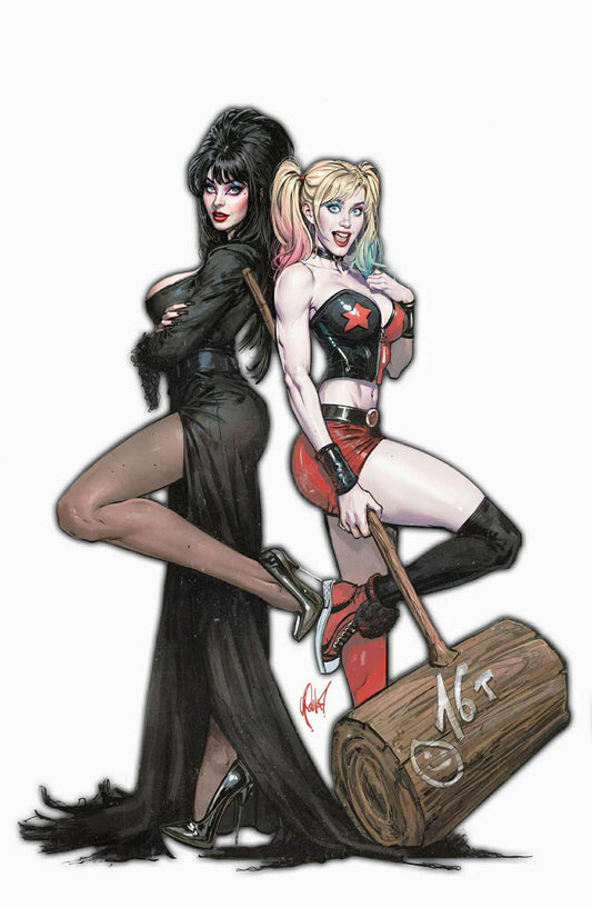 HARLEY QUINN X ELVIRA #1 CEDRIC POULAT EXCLUSIVE VIRGIN WHITE VARIANT