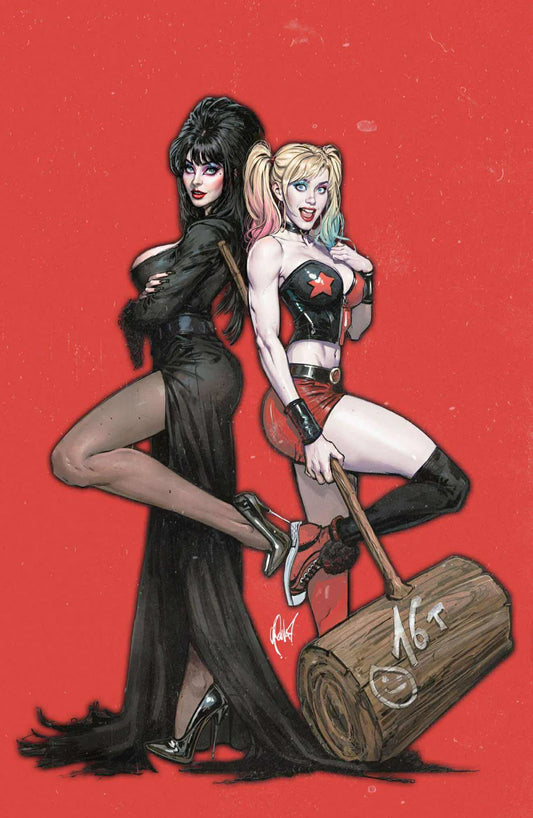 HARLEY QUINN X ELVIRA #1 CEDRIC POULAT EXCLUSIVE VIRGIN RED VARIANT