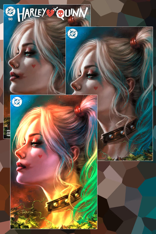 HARLEY QUINN #50 COHEN TRADE VIRGIN AND FOIL SET OF THREE