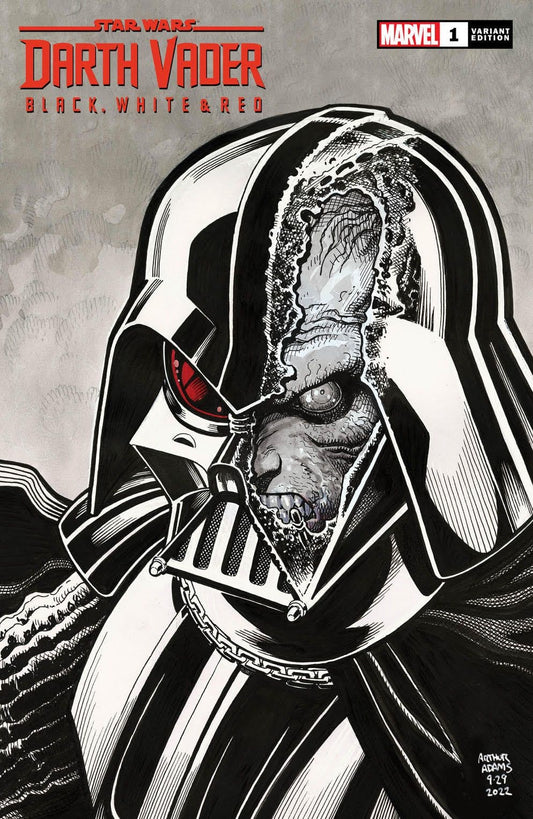 DARTH VADER BLACK WHITE RED #1 ART ADAMS EXCLUSIVE + SWC PRINT