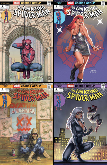 AMAZING SPIDER-MAN #1 TO #4 (2025) JOSEPH MICHAEL LINSNER TRADE COVER SET
