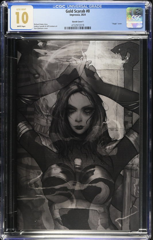 CGC 10 (GEM MINT) GOLD SCARAB #0 DAN QUINTANA BLACK AND WHITE WS EXCLUSIVE
