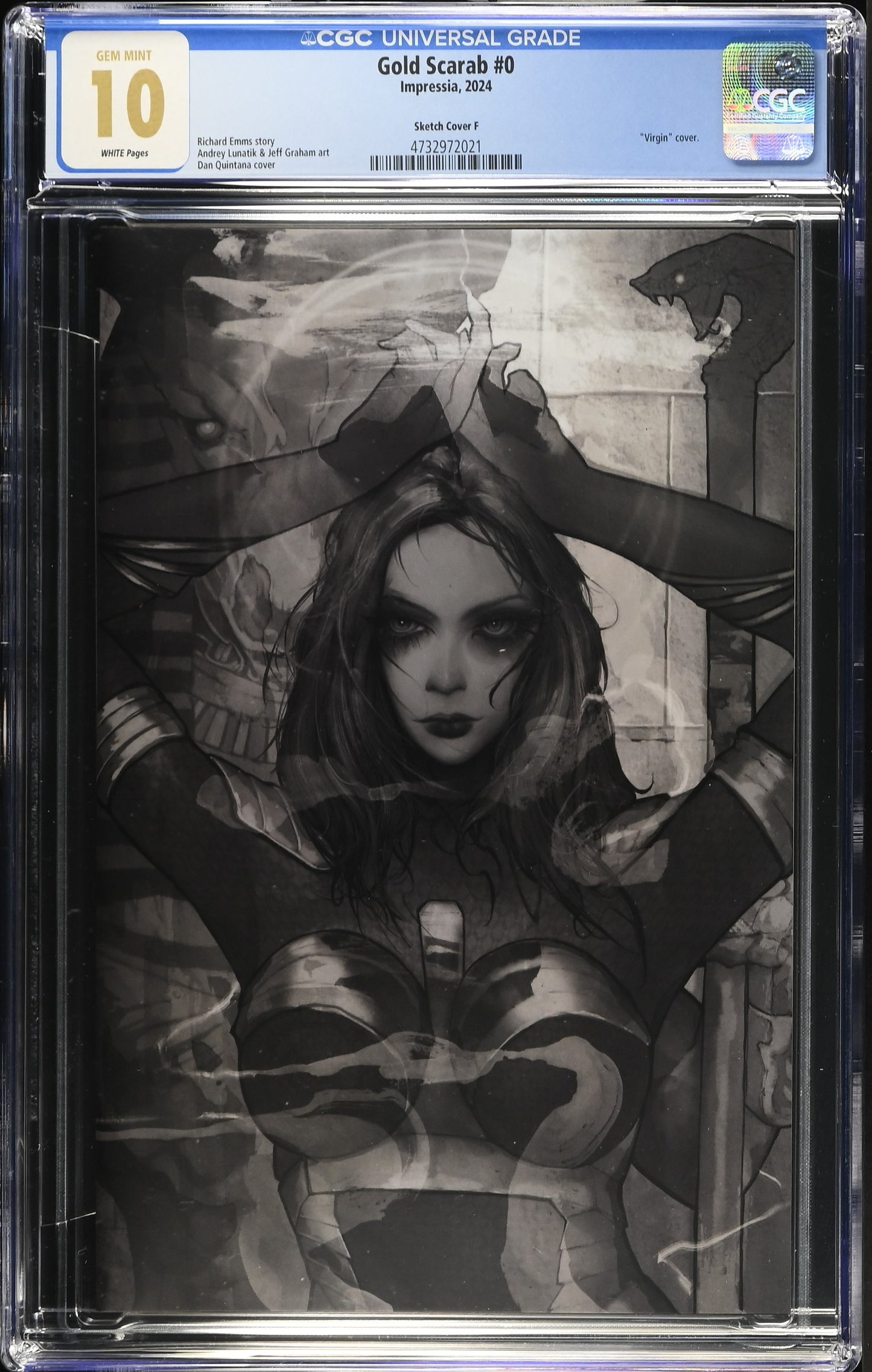 CGC 10 (GEM MINT) GOLD SCARAB #0 DAN QUINTANA BLACK AND WHITE WS EXCLUSIVE