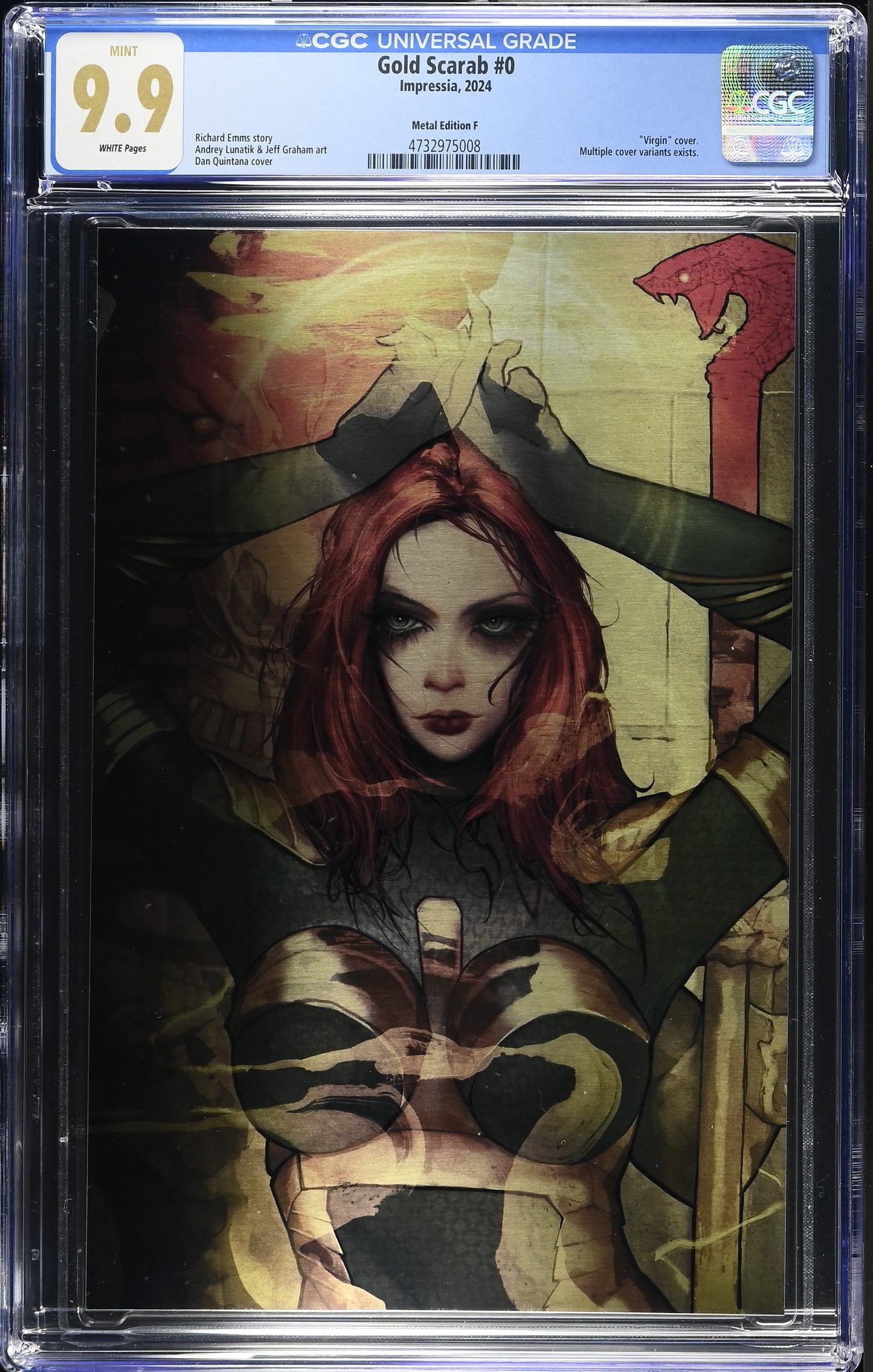 CGC 9.9 (MINT) GOLD SCARAB #0 DAN QUINTANA UV TREATMENT METAL EXCLUSIVE